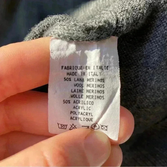 Gray Wool-Blend Turtleneck Cowl Sweater, Made in Italy, Fits Women’s M - Picture 7 of 9